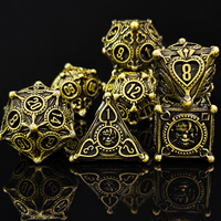 Jeu de dés en métal massif bronze vieilli pour D&D, 7 pièces, dés polyédriques en métal à bords tranchants pour jeux de rôle sur table Dungeons & Dragons