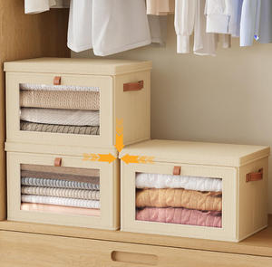 <b>Large</b> Fabric Closet Organizer with Window & Handles Collapsible Decorative Storage <b>Boxes</b> for Shelves - Product Image 2