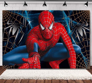 Fondo de Vinilo Impreso para Fiestas al por Mayor, Diseño de Dibujos Animados de <span class=keywords><strong>Marvel</strong></span> Spider-Man, para Decoración Romántica de Cumpleaños - Product Image 6