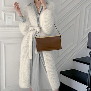 Knit Puff Sleeve Knitwear Maxi Designer Mohair Coat Custom Long Sweaters Women <strong>Cardigan</strong> Design Sweater - Product Image 2