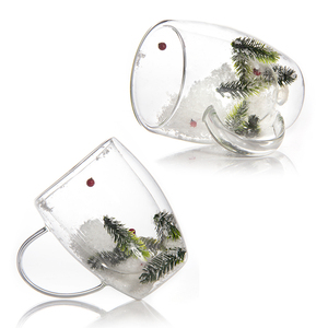 Alta borosilicato domestico trasparente neve di natale isolato doppia tazza di caffè - Product Image 4