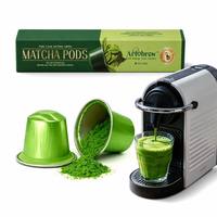 Capsules de thé matcha compatibles Nespresso, normes américaines et européennes, logo personnalisé, fabricant d'emballages de marque privée