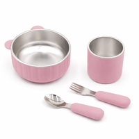 Nouveau produit : Assiette en acier inoxydable à forte succion sans BPA pour tout-petits, avec cuillère, logo personnalisé, ensemble de vaisselle en silicone pour bébé