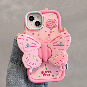 เคสโทรศัพท์พับได้เป็นรูปผีเสื้อ3D น่ารักสำหรับ <span class=keywords><strong>iPhone</strong></span> 13 PRO MAX 14 <span class=keywords><strong>11</strong></span> 12เคสด้านหลังเป็นซิลิโคนนิ่มกันกระแทก - Product Image 1