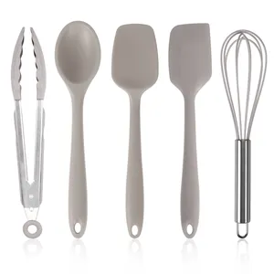 5-Piece Silicone Kitchen Utensil Set Baking Spatula Set For Nonstick Cookware Essential Cooking Tools