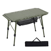 Table de camping tactique extensible portable d'extérieur en gros, table de cuisine pliable avec cadre en aluminium, moderne et réglable