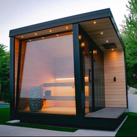 Cabine de sauna extérieure en cèdre rouge canadien avec panneau de commande informatique moderne, pour 6 personnes, avec chauffage à la vapeur.