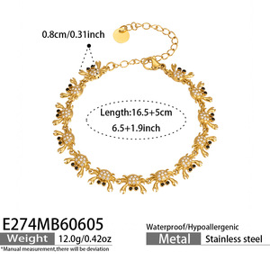 Fashion Sea Animal <b>Crab</b> Charm Bracelet Sparkling Zircon <b>Decor</b> DIY Custom Pendant Waterproof Stainless Steel Gold Plated Bracelet - Product Image 5