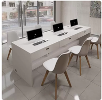 Table d'ordinateur pour 3 personnes, mobilier de bureau moderne et simple, table de bureau pour 3 employés avec tiroir de rangement, bureau d'ordinateur pour employés
