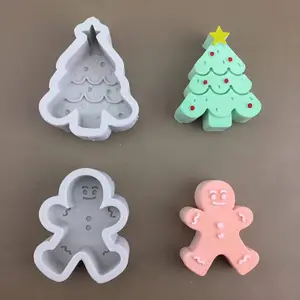 Série De Natal Homem De Gingerbread Árvore De Natal Decoração Do Bolo De Chocolate Molde De Silicone Flip Sugar Decoração Molde