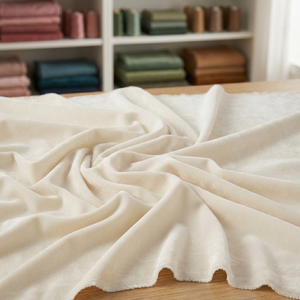 Cream Woven 57'' Cotton Velvet Fabric Roll Soft Textured Home Hotel Use All Season Breathable Polyester <b>for</b> <b>Quilts</b> <b>Bedding</b> - Product Image 4