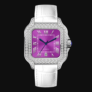Orologio Meccanico in Moissanite per <span class=keywords><strong>Uomo</strong></span>/Donna, <span class=keywords><strong>Acciaio</strong></span> Inossidabile <span class=keywords><strong>D</strong></span> VVS1, Supera il Test del Diamante, Cinturino in Pelle, Impermeabile, Lussuoso - Product Image 1