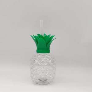 كوب أناناس 16 أونصة مع ماصة زجاجة أناناس استوائية كوب عصير ماء أكواب بلاستيكية لحفلات الشاطئ - Product Image 4