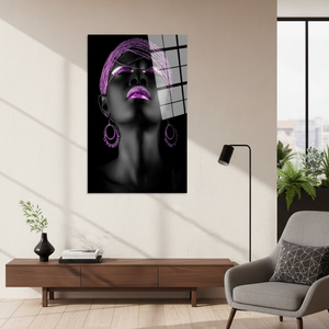 Impresión en Vidrio de Arte de Mujer Africana: Diseño Gráfico Étnico, Arte en Lienzo, ARTE EN VIDRIO TEMPLADO - Product Image 3