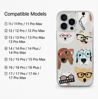 Coque Souple en TPU Transparent avec Motif Chiens Mignons de Différentes Races Portant des Lunettes, Housse de Téléphone Dessin Animé pour iPhone 17 16 15 14 13 Pro Max