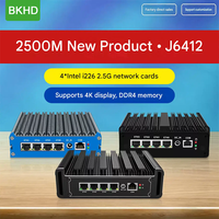 BKHD J5005 J6412 7305 i3 1115G4 Mini PC Tanpa Kipas 4 LAN 2.5G Perangkat Jaringan Intel I226