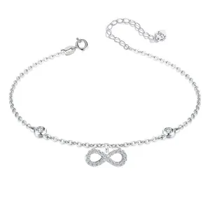 Bijoux de fête pour femmes, bracelet à maillons épais en argent sterling S925 <span class=keywords><strong>avec</strong></span> symbole de l'infini et pierres en zircon blanc - Product Image 4