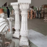 QUYANG Maison Décoration Sculpté À La Main En Pierre Naturelle Dame Statues Pilier Grand Poteau De Lumière En Marbre Blanc