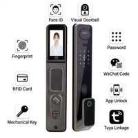 Puerta de Seguridad con Panel de Acero y Aleación de Aluminio, Pantalla de 4.5 Pulgadas, Almacenamiento en la Nube, Contraseña, Huella Dactilar, Reconocimiento Facial 3D, WiFi, App Tuya