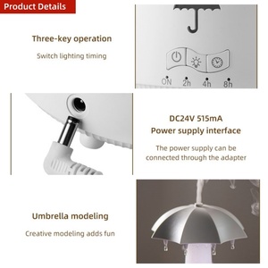 Humidificateurs d'aromathérapie en forme de parapluie, 300 ml, ultrasoniques, avec diffusion rotative de gouttes d'eau, diffuseur d'arômes avec télécommande - Product Image 4