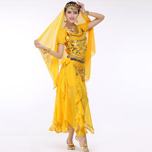 Jh519 tissu écharpe en mousseline de soie 6 pièces pour filles adultes Performance princesse ensembles de vêtements 2025 indien danse du ventre Topknot et <span class=keywords><strong>fleur</strong></span> - Product Image 4