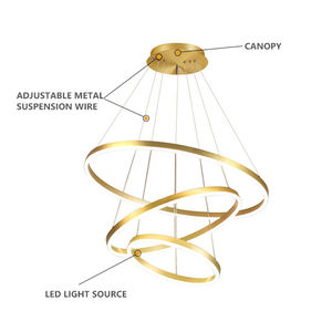 ร่วมสมัยขายร้อนห้องนั่งเล่นโรงแรมวงกลมสายการออกแบบใหม่แหวนรอบที่ทันสมัยนำโคมระย้าจี้แสง - Product Image 2