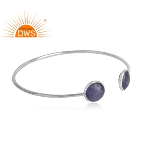 Tanzanite <b>Gemstone</b> Cuff <b>Bracelet</b> Rhodium Plated Silver Jewelry Wholesale 925 Sterling Silver <b>Bracelet</b> For Girls - Product Image 2