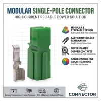 Connecteur d'alimentation pour batterie au lithium monopolaire 45A 600V, prise mâle/femelle en cuivre pour batterie de chariot élévateur, 1 broche