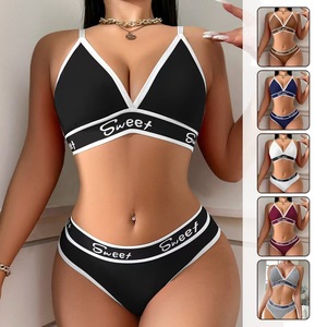 Ensemble de lingerie pour femmes ensemble de soutien-gorge de sport Sexy jeunes filles mode soutien-gorge et culotte sport élégant tongs soutien-gorge doux Bralette soutien-gorge et ensemble de slip - Product Image 1