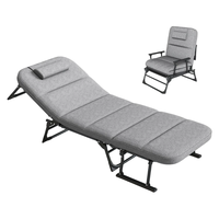 Fauteuil inclinable pliable en acier carbone robuste avec coussin confortable pour chaise de bureau réglable multi-positions et lit de repos