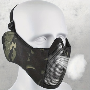 Casque tactique camouflage et masque de protection inférieur en maille métallique pour le visage et les oreilles, équipement de combat en plein air - Product Image 5