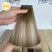 Ekstensi Rambut Super Double Drawn Berkualitas Profesional untuk Salon, Genius Weft, Rambut Virgin Silky Straight Wave Warna Terang