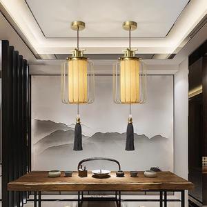 โคมไฟระย้าทรงยาวสไตล์จีนสมัยใหม่ทำจากทองแดงทั้งหมด ดีไซน์แบบเซน ปรับความสูงได้ พร้อมหลอดไฟ LED เหมาะสำหรับห้องนั่งเล่น ห้องนอน และทางเดิน - Product Image 5