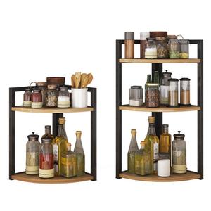 Étagère à épices triangulaire pour cuisine, 3 niveaux, rangement d'angle, sans perçage, organisateur de comptoir multi-niveaux - Product Image 1