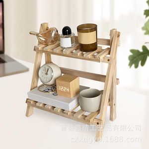 Wooden Storage Rack Solid Wood Double Layer <b>Desktop</b> <b>Shelf</b> Multifunctional Organizer For Office And Home Decor - Product Image 2