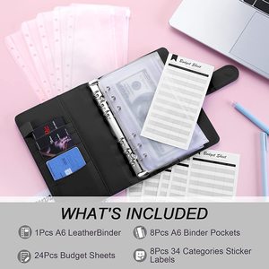 A6 Organizer per pianificatore di Budget rilegato da 6 copertine per raccoglitori ad anelli con 8 tasche per raccoglitori 24 pezzi fogli di bilancio per spese e 8 pezzi 34 adesivi - Product Image 6