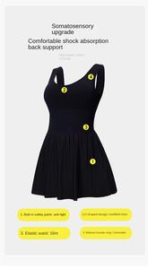 SHINBENE 2 in1 Nahtlose gerippte Damen Tennis kleider Flowy Plissee Workout Golf kleid mit eingebauten Shorts und BH - Product Image 5