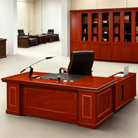 Escritorio Ejecutivo de Lujo, Escritorio de Madera para Gerentes con Gabinete de Almacenamiento, Muebles de Oficina Modernos para Espacios Corporativos