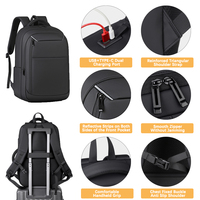 Sac à dos professionnel pour homme en gros d'usine avec port de charge USB Type-C double, bande réfléchissante, étanche en PU, pour ordinateur portable et voyage