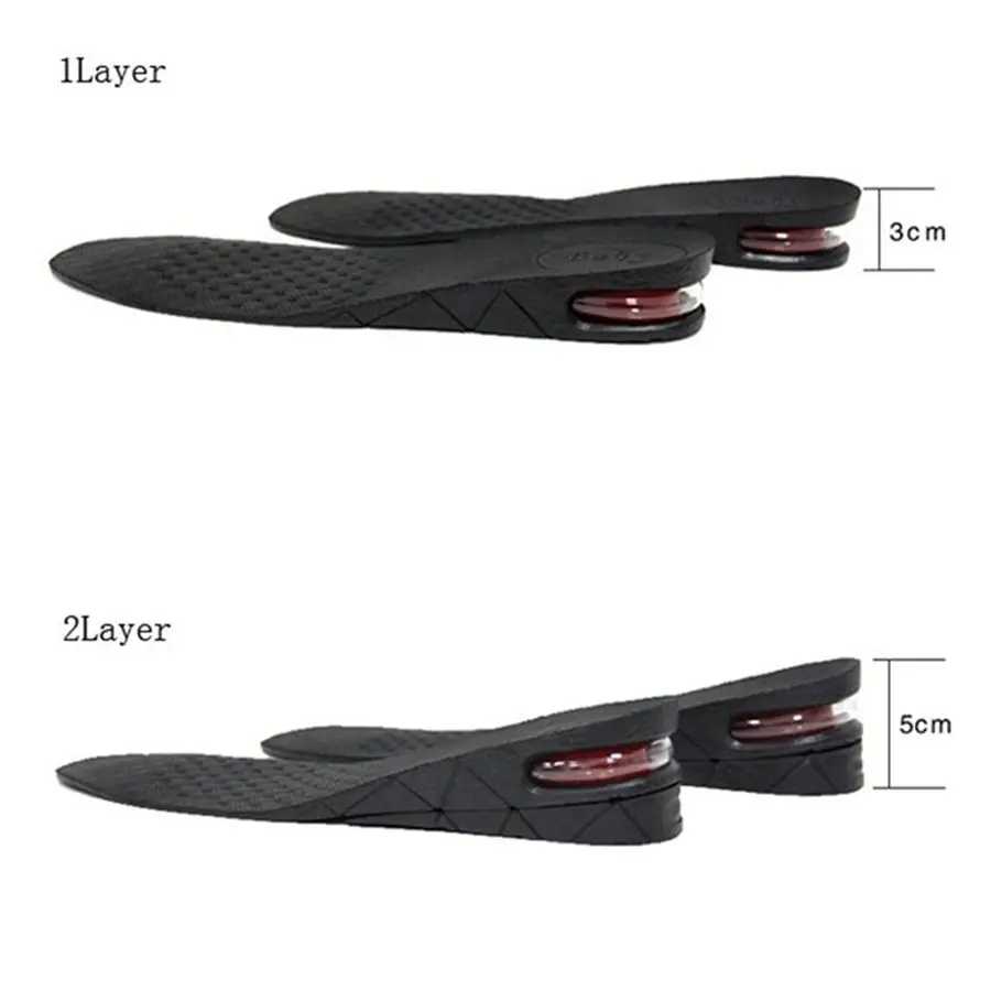 China Insole Manufactory Height 3-9cm Unisex Black Shoe Increase Secret Invisible height insole