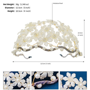 Miallo moda malla diadema hecha a mano perla niñas acrílico flor diadema tocados nupcial <span class=keywords><strong>YiWu</strong></span> accesorios para el cabello al por mayor - Product Image 6
