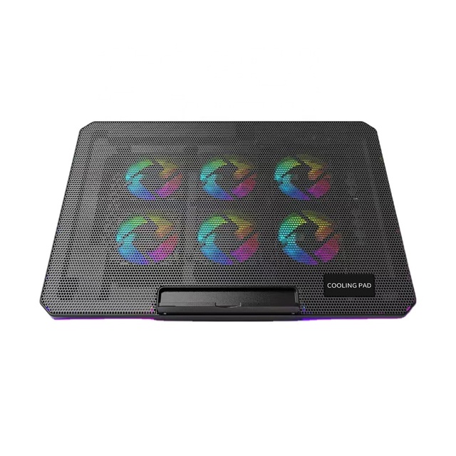 TISHRIC RGB Gaming Laptop Cooler Pad Notebook Holder With 6 Fans Quiet Portable Adjustable Cooling Radiator Stand for Laptop