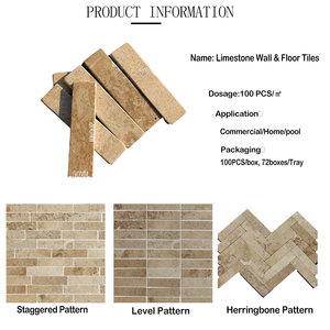 Baldosas de suelo de piedra caliza beige vintage de 10mm de espesor, baldosas de pavimentación de piedra caliza rodante para diseño gráfico de parquet al aire libre - Product Image 2