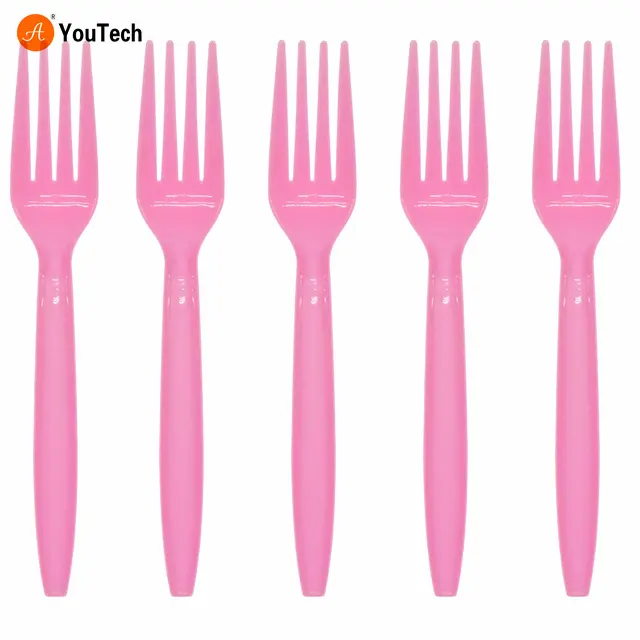 Touch of Color Premium Cutlery Forks Knives Spoons Pastel Blue Yellow Pink Black Purple Green Birthday Disposable Tableware