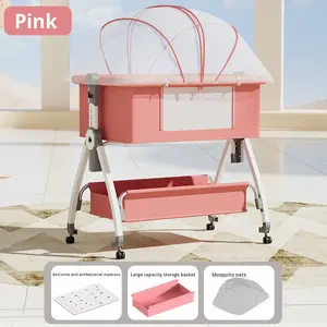 Cuna Portátil Modelo 007 de Fábrica, Cama para Bebés con Ruedas, <span class=keywords><strong>Mosquitera</strong></span>, Plegable, Multifuncional, Metálica - Product Image 5