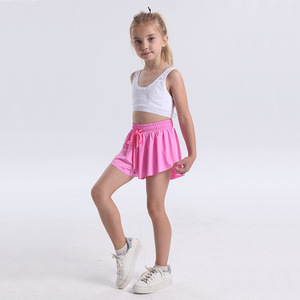 Gonne da ballo sportive Yoga per bambini 2 in 1 Skort gonna <span class=keywords><strong>a</strong></span> <span class=keywords><strong>farfalla</strong></span> per ragazze che corrono gonne fluide abito da Tennis con pantaloncini interni - Product Image 4