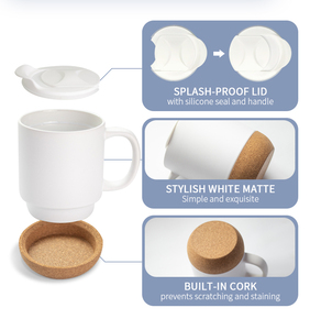 Taza de Cerámica de 14 oz con Base de Corcho para Sublimación, Tazas de Café Personalizadas, Tazas de Viaje - Product Image 4