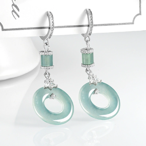 Pendientes de Jade Azul Beryl Natural Genuino de Grado A, Jade de Grado Hielo, Plata S925, Clásicos, Regalo para Bodas y Fiestas, para Mujer - Product Image 2