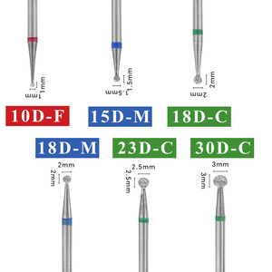 Fraise à ongles en acier inoxydable en forme de boule, diamantée, tige de 3/32 po, grain M/F/C, pour éliminer les cuticules, pour usage en salon de manucure - Product Image 2