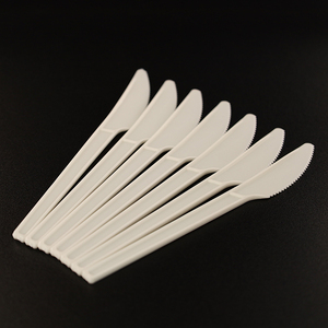 Couteaux dentelés compostables CPLA blancs personnalisables avec logo, fournis en gros par l'usine, couverts jetables biodégradables - Product Image 4